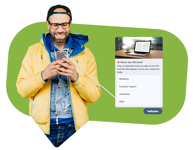 Man reading an RCS Business Message