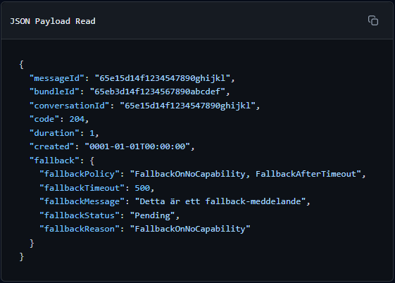 Example of json payload for the RCS read event